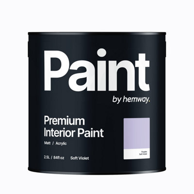 Hemway Interior Paint Matt Acrylic Soft Violet 2.5L Tin Durable Emulsion Walls Ceilings Kitchen Bathroom All Rooms