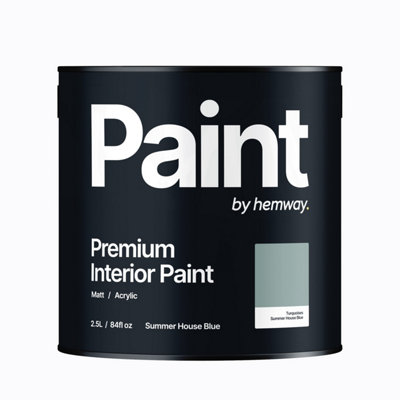 Hemway Interior Paint Matt Acrylic Summer House Blue 2.5L Tin Durable Emulsion Walls Ceilings Kitchen Bathroom All Rooms