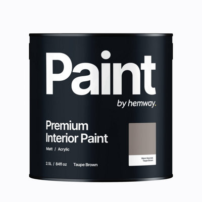 Hemway Interior Paint Matt Acrylic Taupe Brown 2.5L Tin Durable Emulsion Walls Ceilings Kitchen Bathroom All Rooms