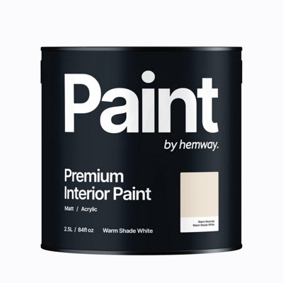 Hemway Interior Paint Matt Acrylic Warm Shade White 2.5L Tin Durable Emulsion Walls Ceilings Kitchen Bathroom All Rooms