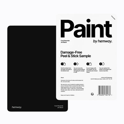 Hemway Jet Black Exterior Matt Acrylic Paint A5 Peel and Stick Sample Swatch  Emulsion Outdoor Wood, Masonry, Shed, Fence