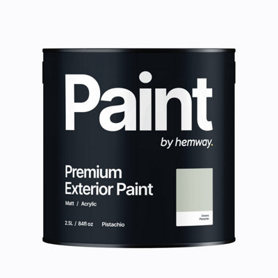 Hemway Pistachio Exterior Matt Acrylic Paint 2.5L Tin Durable Emulsion Outdoor British-Made Wood, Masonry, Shed, Fence