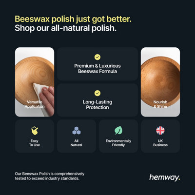 Hemway Premium Natural Beeswax Clear Furniture Wax Polish 200ml / 6.8fl oz, Polish and Protect Modern & Antique Wood & Furniture