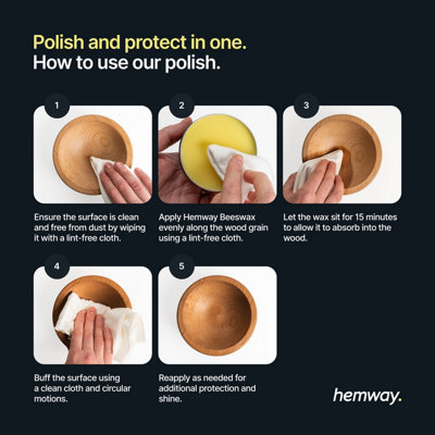 Hemway Premium Natural Beeswax Clear Furniture Wax Polish 200ml / 6.8fl oz, Polish and Protect Modern & Antique Wood & Furniture