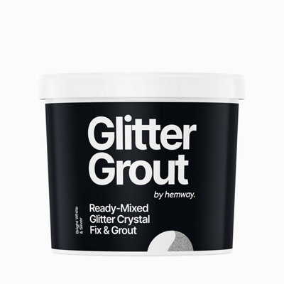 Hemway Ready-Mixed Glitter Grout & Fix Adhesive / Bright White Grout / Silver / 4.5kg / 10lb