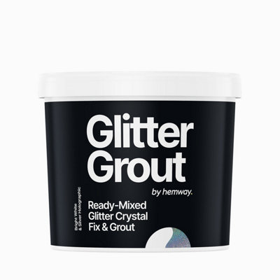 Hemway Ready-Mixed Glitter Grout & Fix Adhesive / Bright White Grout / Silver Holographic / 4.5kg / 10lb
