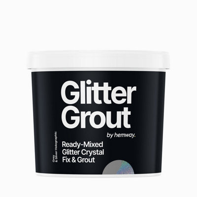 Hemway Ready-Mixed Glitter Grout & Fix Adhesive / Grey Grout / Silver Holographic Glitter / 4.5kg / 10lb