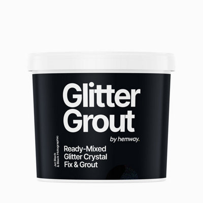 Hemway Ready-Mixed Glitter Grout & Fix Adhesive / Jet Black Grout / Black Holographic / 4.5kg / 10lb