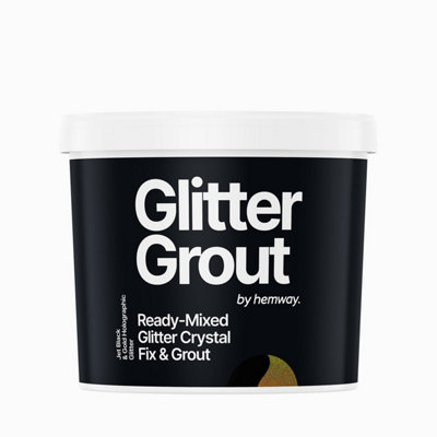 Hemway Ready-Mixed Glitter Grout & Fix Adhesive / Jet Black Grout / Gold Holographic Glitter / 4.5kg / 10lb