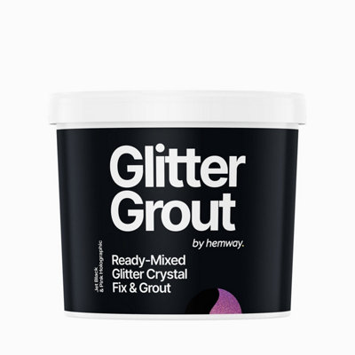 Hemway Ready-Mixed Glitter Grout & Fix Adhesive / Jet Black Grout / Pink Holographic / 4.5kg / 10lb