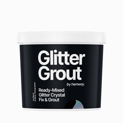 Hemway Ready-Mixed Glitter Grout & Fix Adhesive / Jet Black Grout / Silver Holographic / 4.5kg / 10lb