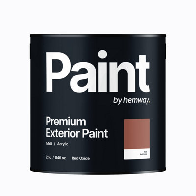 Hemway Red Oxide Exterior Matt Acrylic Paint 2.5L Tin Durable Emulsion Outdoor British-Made Wood, Masonry, Shed, Fence