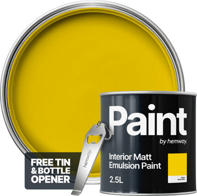 Hemway Spring Yellow Interior Matt Acrylic Paint 2.5L Tin Durable ...