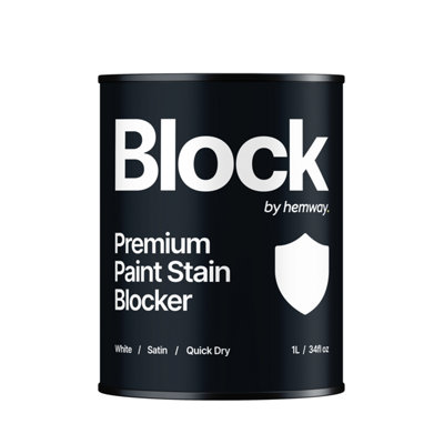 Hemway Stain Blocker Paint, Satin White 1L, Indoor Stain Blocking Damp Proof, Bathroom, Kitchen & Bedroom, Easy to Apply, 1 Pack