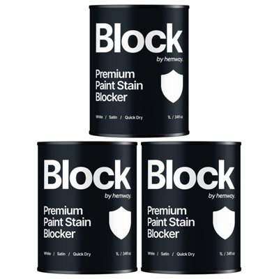 Hemway Stain Blocker Paint, Satin White 1L, Indoor Stain Blocking Damp ...