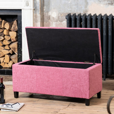 Henbury Fabric Storage Ottoman - Pink