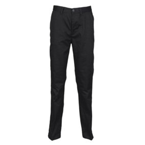 Henbury Womens/Ladies 65/35 Flat Fronted Slim Fit Chino Work Trousers Black (3XL x Regular)