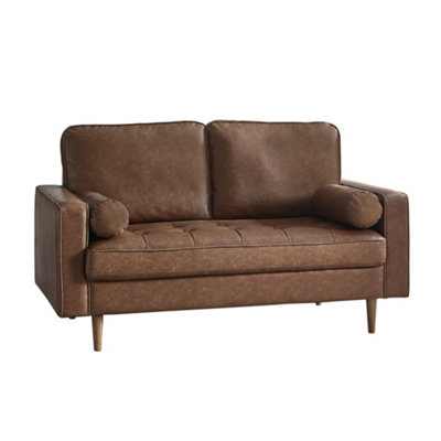 Henley 2 Seater Sofa in Brown Faux Leather