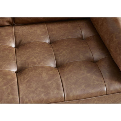 Henley 2 Seater Sofa in Brown Faux Leather