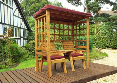 Henley Twin Seat Arbour - W172 x D81 x H193 - Fully Assembled - Burgundy