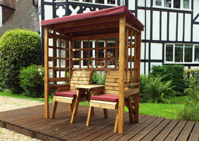 Henley Twin Seat Arbour - W172 x D81 x H193 - Fully Assembled - Burgundy - 3