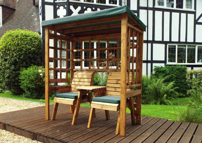 Henley Twin Seat Arbour - W172 x D81 x H193 - Fully Assembled - Green - 4