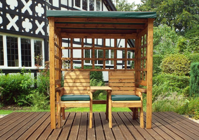Henley Twin Seat Arbour - W172 x D81 x H193 - Fully Assembled - Green - 5