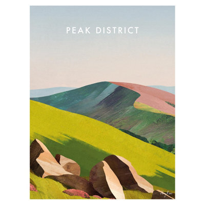Henry Rivers Peak District Canvas Print Green/Brown/Blue (40cm x 30cm)