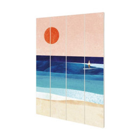 Henry Rivers Surf Girl Plaque Orange/Blue/White (59cm x 40cm)