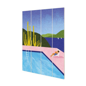 Henry Rivers Swimming Pool I Plaque Blue/Green/Yellow (59cm x 40cm)
