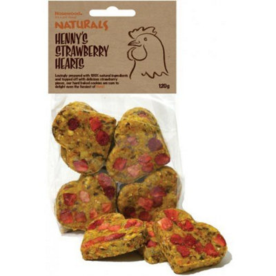 Henry's Naturals Chicken Treats Strawberry Hearts 120g (Pack of 8)