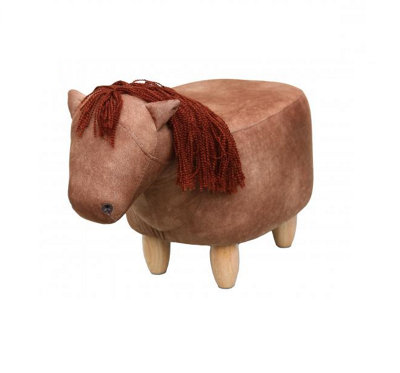 Henry The Horse Chestnut Velvet Footstool. H37 cm. Christmas Gift Idea
