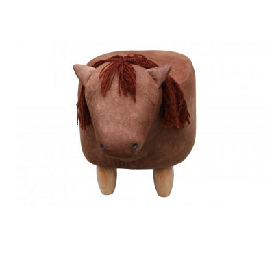 Henry The Horse Chestnut Velvet Footstool. H37 cm. Christmas Gift Idea