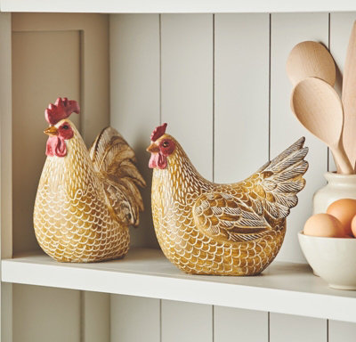 Farmhouse, Wall Decor, Hen Rooster Chicken Wall Hooks Set Of Two  Farmhouse Decor