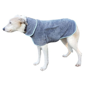 Henry Wag Dog Drying Coat Grey/Blue (80cm)