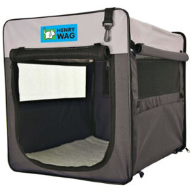 Henry Wag Folding Fabric Travel Dog Crate Grey (XXL)
