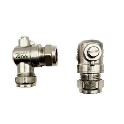 hep 15mm Compression Angled Service Valve for Tap Connector Flexi Pipes WRAS Approved, Pack of 2