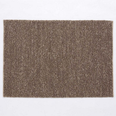 Heptonstall Mottled Cream Wool Taupe Floor Rug 170 x 120cm