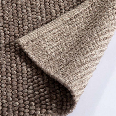 Heptonstall Mottled Cream Wool Taupe Floor Rug 170 x 120cm