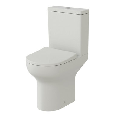 Herald White Close Coupled Short Projection WC Toilet Pan with Cistern and Soft Close Seat