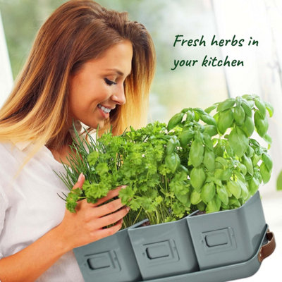 Herb Planters - Durable Indoor/Outdoor Garden Pot With Label & Tray