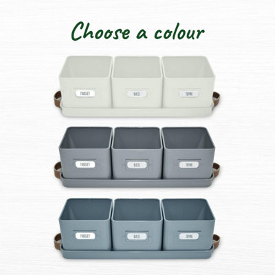 Herb Planters - Durable Indoor/Outdoor Garden Pot With Label & Tray
