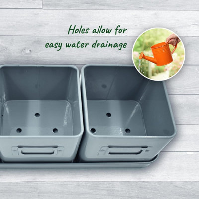 Herb Planters - Durable Indoor/Outdoor Garden Pot With Label & Tray