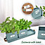 Herb Pots for Kitchen Windowsill With Leather Handles Ideal for Growing Indoor Plants with Tray (Teal Blue)