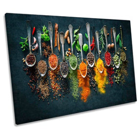Herbs Spices Cooking Kitchen CANVAS WALL ART Picture Print (H)40cm x (W)61cm