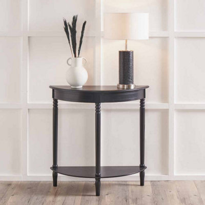 Small Space Side Table Half Moon Console Table With Rattan Drawers