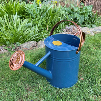 Heritage Blue & Copper Metal Watering Can (3.5 Litre)