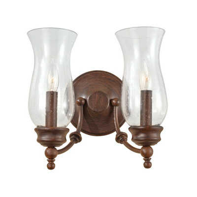 Heritage Bronze Twin Wall Light Sconce with LED E14 Bulb