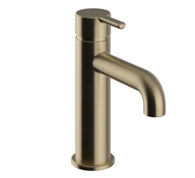Heritage Dartmouth Modern Brushed Brass Basin Mixer Tap, Single Lever Bathroom Sink Tap - Lifetime Guarantee