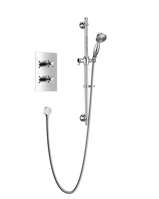 Heritage Dawlish Exposed 2-Control Thermostatic Chrome Crosshead Shower ...